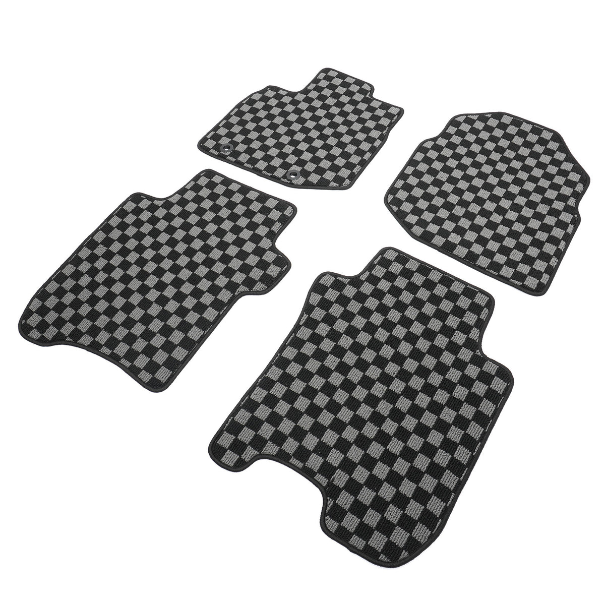 2009-2013 Honda Fit Floor Mats Carpet Black Gray Plaid Polypropylene