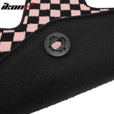 Front Rear Full Set Waterproof Floor Mats for Honda Fit 2009-2013 Black Pink Plaid Checkered Carpets PP & Loop Pile Surface & TPE Backing 4PCS