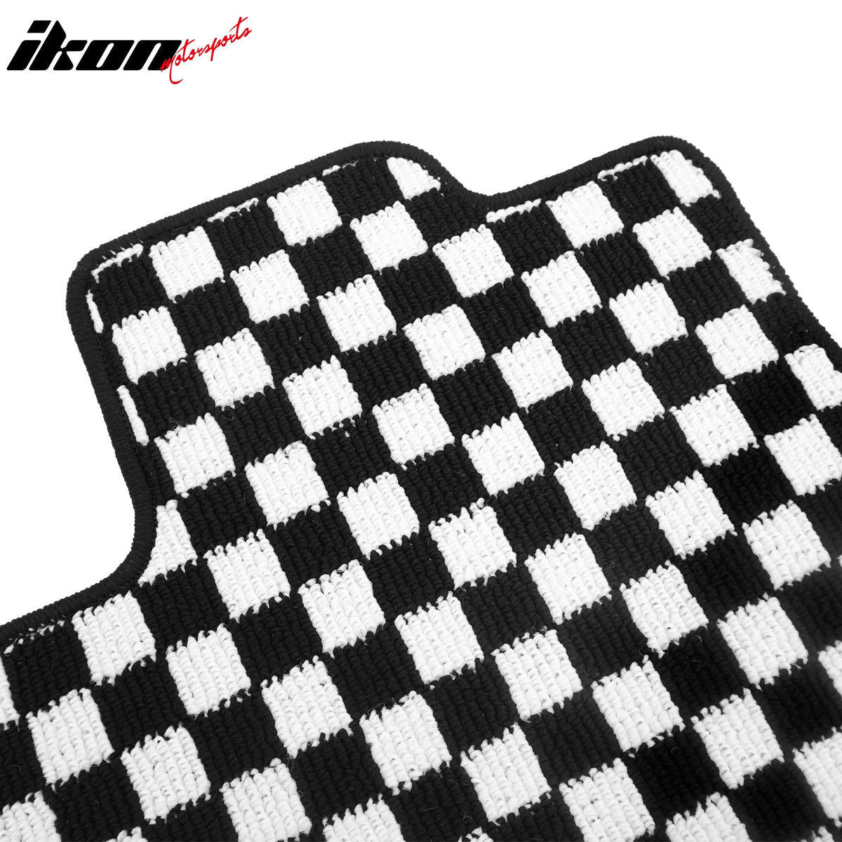 Front Rear Full Set Waterproof Floor Mats for Honda Fit 2009-2013 Black White Plaid Checkered Carpets PP & Loop Pile Surface & TPE Backing 4PCS