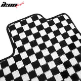 Front Rear Full Set Waterproof Floor Mats for Honda Fit 2009-2013 Black White Plaid Checkered Carpets PP & Loop Pile Surface & TPE Backing 4PCS