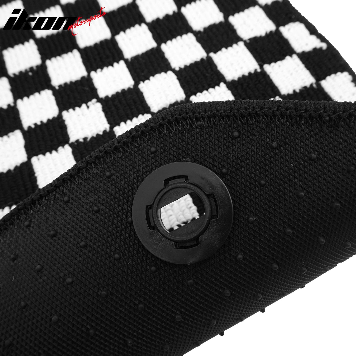 Front Rear Full Set Waterproof Floor Mats for Honda Fit 2009-2013 Black White Plaid Checkered Carpets PP & Loop Pile Surface & TPE Backing 4PCS
