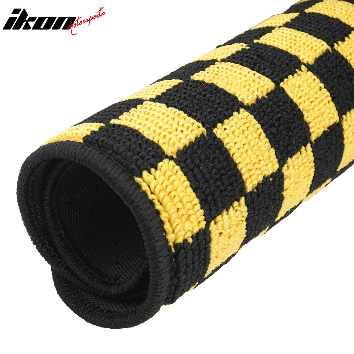 Front Rear Full Set Waterproof Floor Mats for Honda Fit 2009-2013 Black Yellow Plaid Checkered Carpets PP & Loop Pile Surface & TPE Backing 4PCS