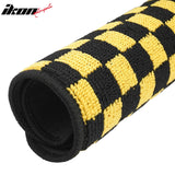 Front Rear Full Set Waterproof Floor Mats for Honda Fit 2009-2013 Black Yellow Plaid Checkered Carpets PP & Loop Pile Surface & TPE Backing 4PCS
