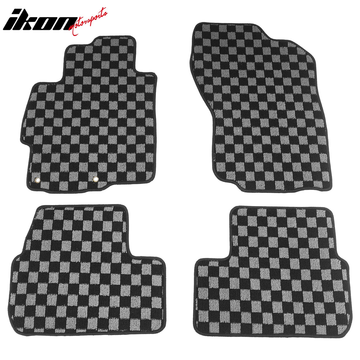 2008-2017 Mitsubishi Lancer 4DR Floor Mats Carpet Black Gray Plaid Polypropylene
