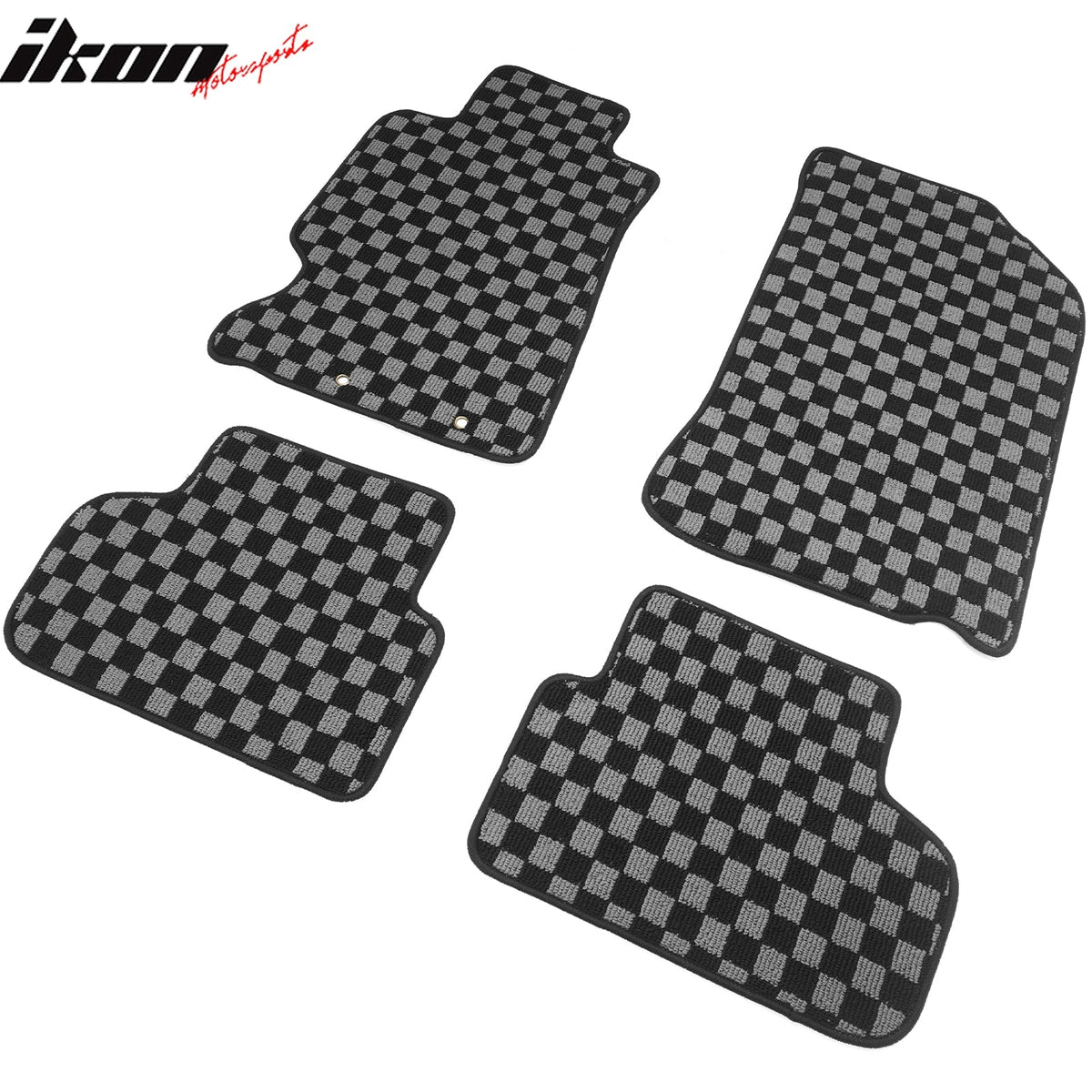 2002-2006 Acura RSX Floor Mats Carpet Black Gray Plaid Polypropylene