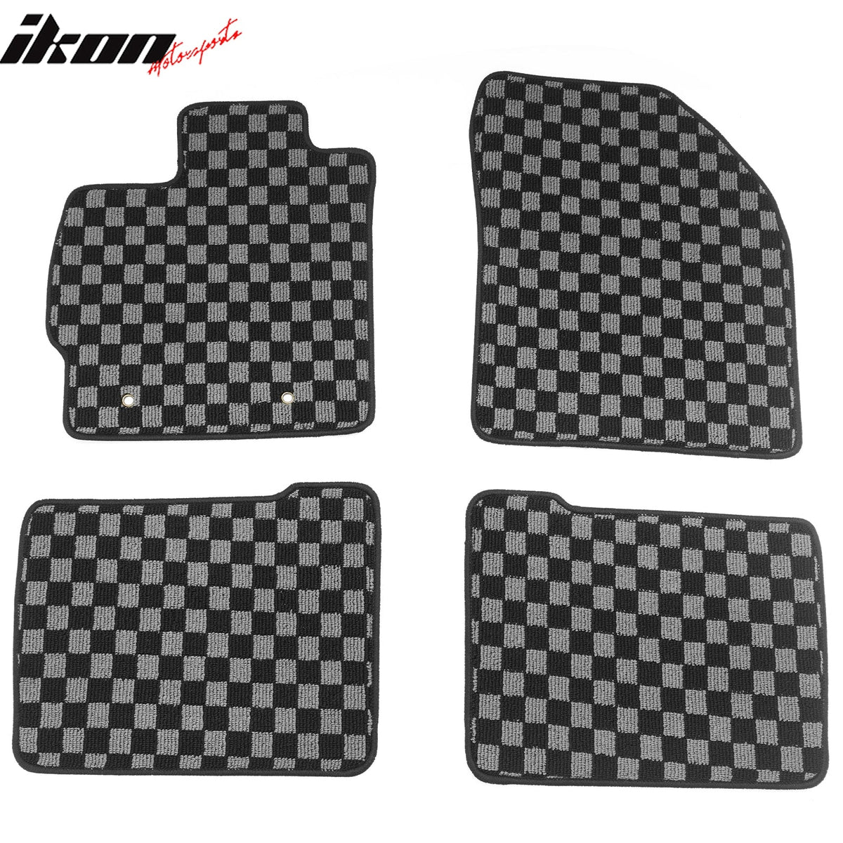 2010-2011 Toyota Prius Floor Mats Carpet Black Gray Plaid Polypropylene