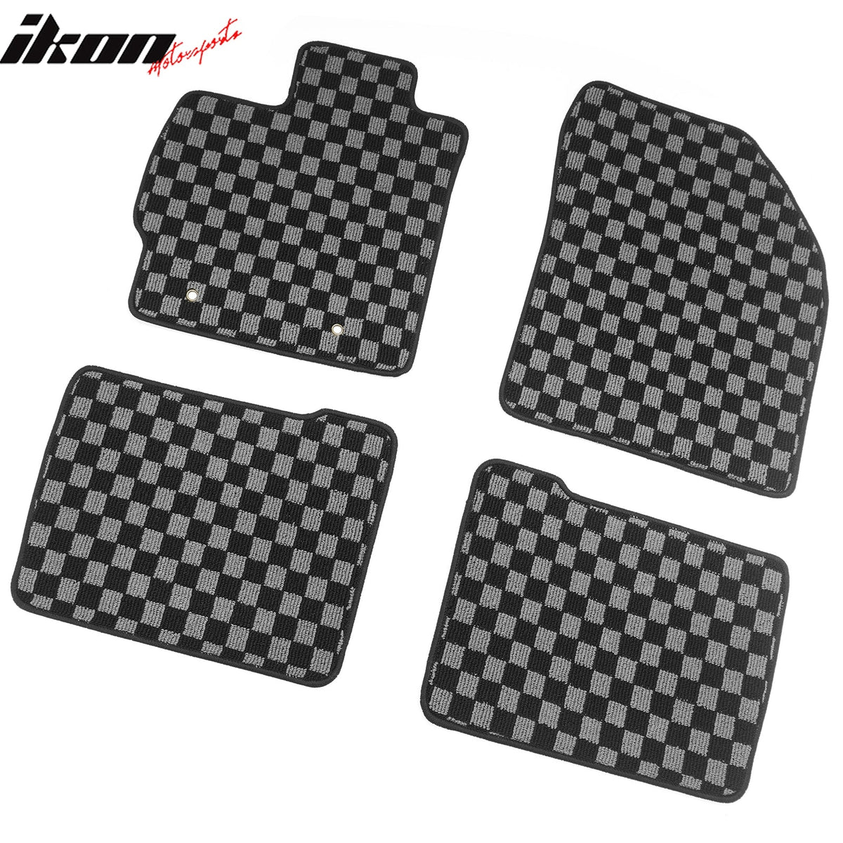 2010-2011 Toyota Prius Floor Mats Carpet Black Gray Plaid Polypropylene