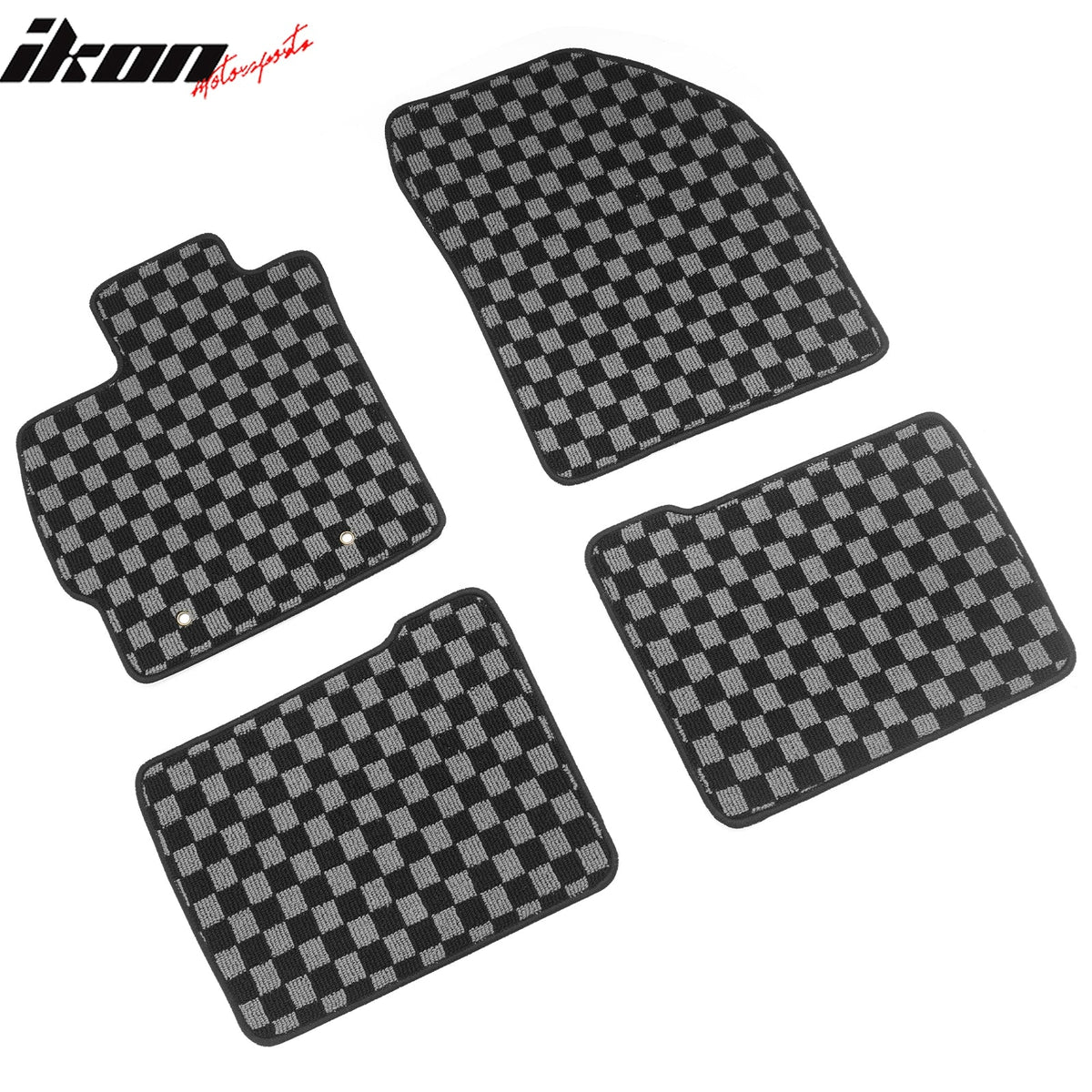 2010-2011 Toyota Prius Floor Mats Carpet Black Gray Plaid Polypropylene