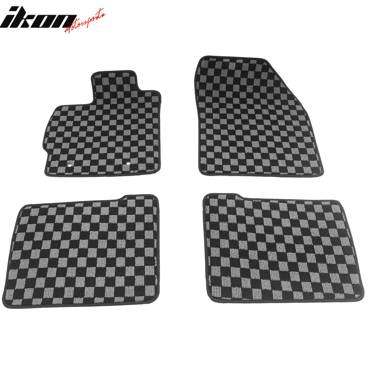 2010-2011 Toyota Prius Floor Mats Carpet Black Gray Plaid Polypropylene