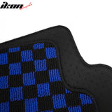 Front Rear Full Set Waterproof Floor Mats for Hyundai Sonata 2011-2014 Black Blue Plaid Checkered Carpets PP & Loop Pile Surface & TPE Backing 4PCS