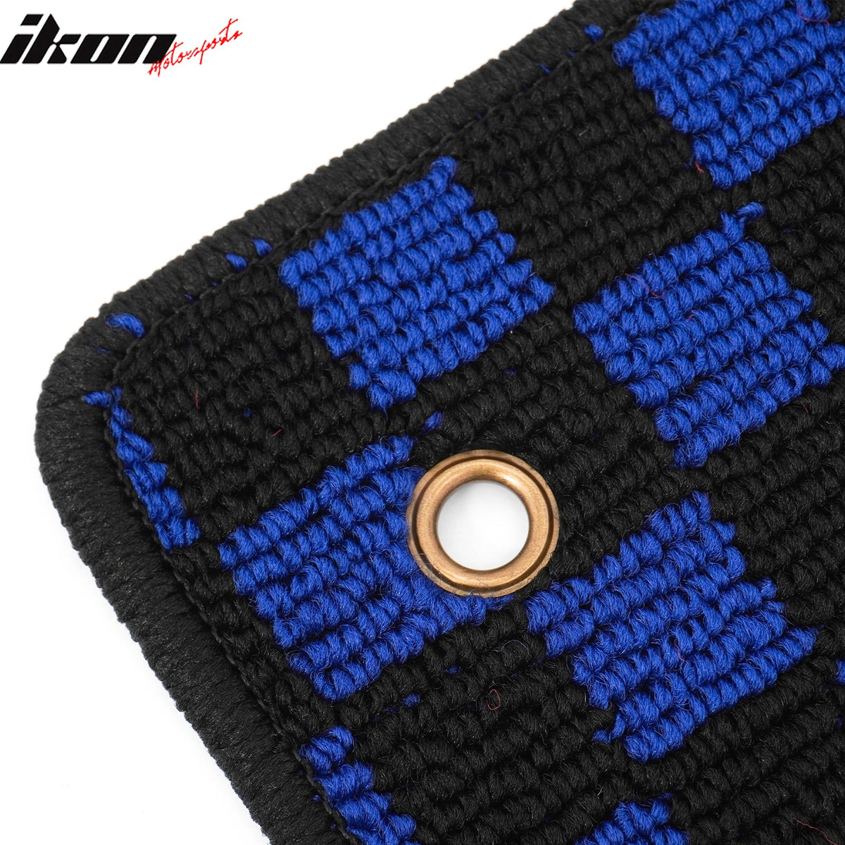Front Rear Full Set Waterproof Floor Mats for Hyundai Sonata 2011-2014 Black Blue Plaid Checkered Carpets PP & Loop Pile Surface & TPE Backing 4PCS