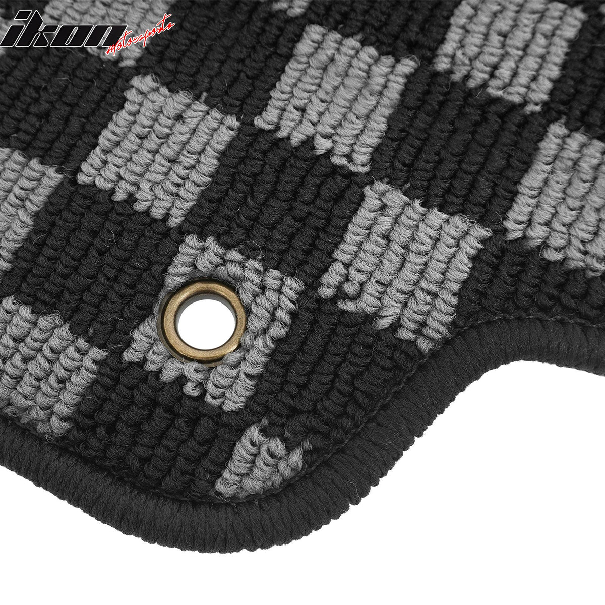 2011-2014 Hyundai Sonata Floor Mats Carpet Black Gray Plaid Polypropylene