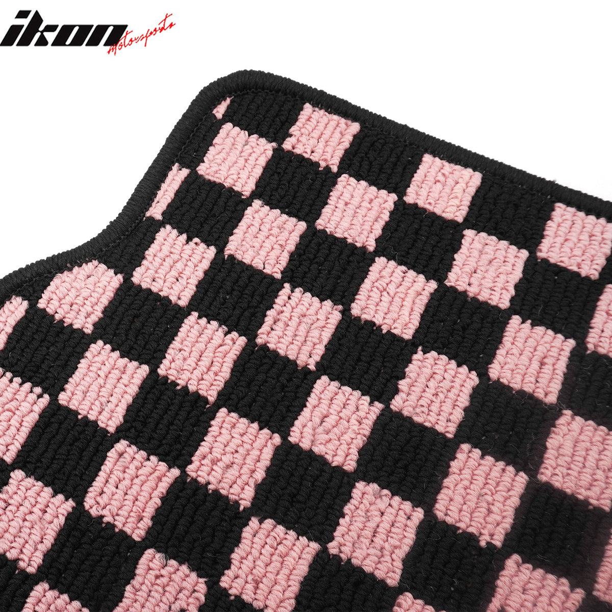Front Rear Full Set Waterproof Floor Mats for Hyundai Sonata 2011-2014 Black Pink Plaid Checkered Carpets PP & Loop Pile Surface & TPE Backing 4PCS