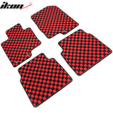 Front Rear Full Set Waterproof Floor Mats for Hyundai Sonata 2011-2014 Black Red Plaid Checkered Carpets PP & Loop Pile Surface & TPE Backing 4PCS