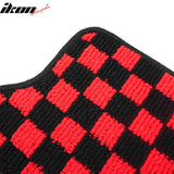 Front Rear Full Set Waterproof Floor Mats for Hyundai Sonata 2011-2014 Black Red Plaid Checkered Carpets PP & Loop Pile Surface & TPE Backing 4PCS