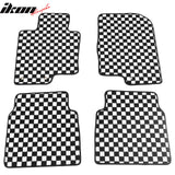 Front Rear Full Set Waterproof Floor Mats for Hyundai Sonata 2011-2014 Black White Plaid Checkered Carpets PP & Loop Pile Surface & TPE Backing 4PCS