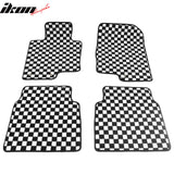 Front Rear Full Set Waterproof Floor Mats for Hyundai Sonata 2011-2014 Black White Plaid Checkered Carpets PP & Loop Pile Surface & TPE Backing 4PCS