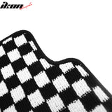 Front Rear Full Set Waterproof Floor Mats for Hyundai Sonata 2011-2014 Black White Plaid Checkered Carpets PP & Loop Pile Surface & TPE Backing 4PCS