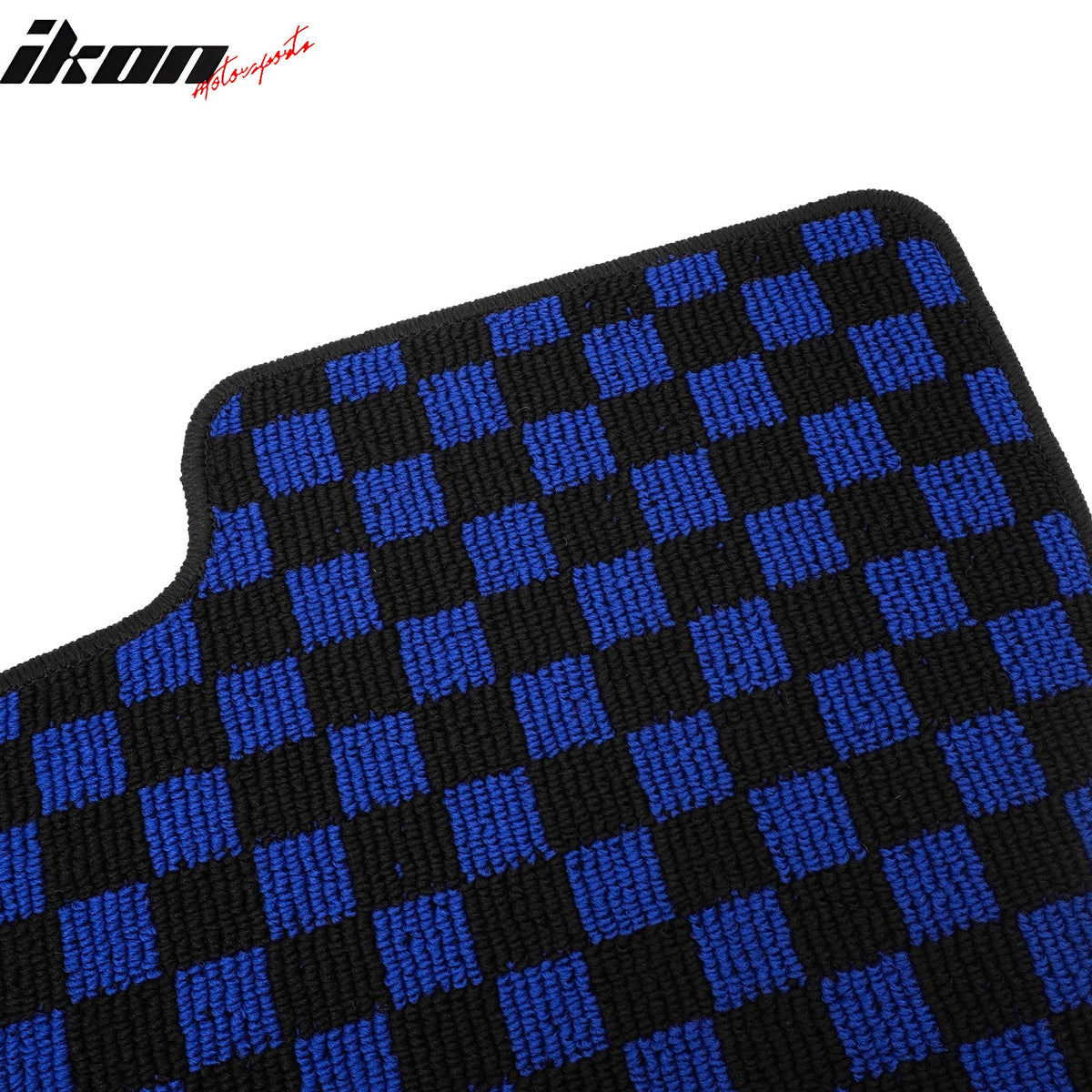 Front Rear Full Set Waterproof Floor Mats for Ford Focus 2012-2018 Black Blue Plaid Checkered Carpets PP & Loop Pile Surface & TPE Backing 4PCS