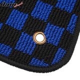 Front Rear Full Set Waterproof Floor Mats for Ford Focus 2012-2018 Black Blue Plaid Checkered Carpets PP & Loop Pile Surface & TPE Backing 4PCS