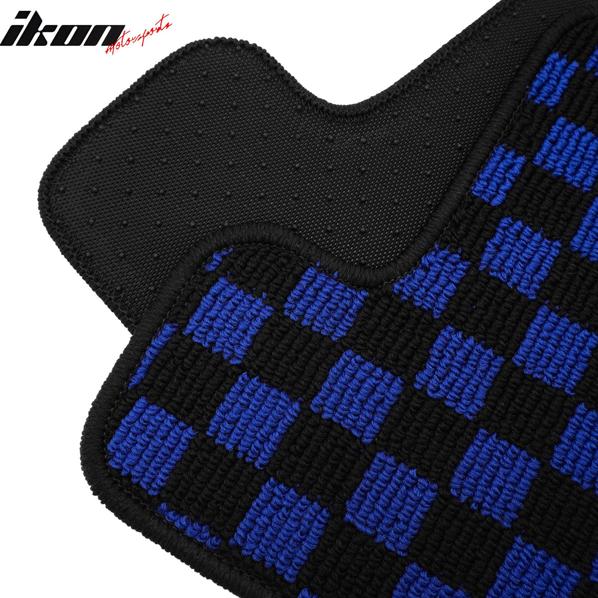 Front Rear Full Set Waterproof Floor Mats for Ford Focus 2012-2018 Black Blue Plaid Checkered Carpets PP & Loop Pile Surface & TPE Backing 4PCS