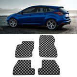 2012-2018 Ford Focus Floor Mats Carpet Black Gray Plaid Polypropylene
