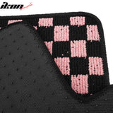 Front Rear Full Set Waterproof Floor Mats for Ford Focus 2012-2018 Black Pink Plaid Checkered Carpets PP & Loop Pile Surface & TPE Backing 4PCS