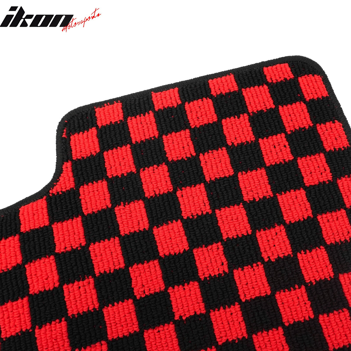 Front Rear Full Set Waterproof Floor Mats for Ford Focus 2012-2018 Black Red Plaid Checkered Carpets PP & Loop Pile Surface & TPE Backing 4PCS