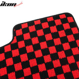Front Rear Full Set Waterproof Floor Mats for Ford Focus 2012-2018 Black Red Plaid Checkered Carpets PP & Loop Pile Surface & TPE Backing 4PCS