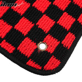 Front Rear Full Set Waterproof Floor Mats for Ford Focus 2012-2018 Black Red Plaid Checkered Carpets PP & Loop Pile Surface & TPE Backing 4PCS