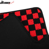 Front Rear Full Set Waterproof Floor Mats for Ford Focus 2012-2018 Black Red Plaid Checkered Carpets PP & Loop Pile Surface & TPE Backing 4PCS