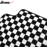 Front Rear Full Set Waterproof Floor Mats for Ford Focus 2012-2018 Black White Plaid Checkered Carpets PP & Loop Pile Surface & TPE Backing 4PCS