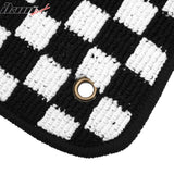 Front Rear Full Set Waterproof Floor Mats for Ford Focus 2012-2018 Black White Plaid Checkered Carpets PP & Loop Pile Surface & TPE Backing 4PCS