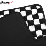 Front Rear Full Set Waterproof Floor Mats for Ford Focus 2012-2018 Black White Plaid Checkered Carpets PP & Loop Pile Surface & TPE Backing 4PCS