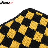 Front Rear Full Set Waterproof Floor Mats for Ford Focus 2012-2018 Black Yellow Plaid Checkered Carpets PP & Loop Pile Surface & TPE Backing 4PCS