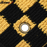 Front Rear Full Set Waterproof Floor Mats for Ford Focus 2012-2018 Black Yellow Plaid Checkered Carpets PP & Loop Pile Surface & TPE Backing 4PCS