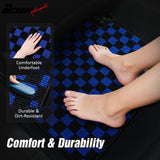 Front Rear Full Set Waterproof Floor Mats for Honda Civic 2016-2021 Black Blue Plaid Checkered Carpets PP & Loop Pile Surface & TPE Backing 4PCS