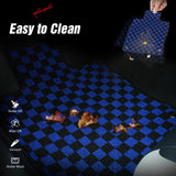 Front Rear Full Set Waterproof Floor Mats for Honda Civic 2016-2021 Black Blue Plaid Checkered Carpets PP & Loop Pile Surface & TPE Backing 4PCS