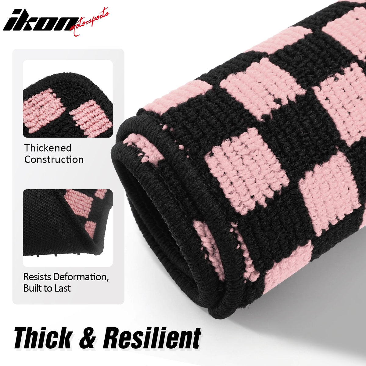 Front Rear Full Set Waterproof Floor Mats for Honda Civic 2016-2021 Black Pink Plaid Checkered Carpets PP & Loop Pile Surface & TPE Backing 4PCS