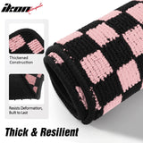 Front Rear Full Set Waterproof Floor Mats for Honda Civic 2016-2021 Black Pink Plaid Checkered Carpets PP & Loop Pile Surface & TPE Backing 4PCS