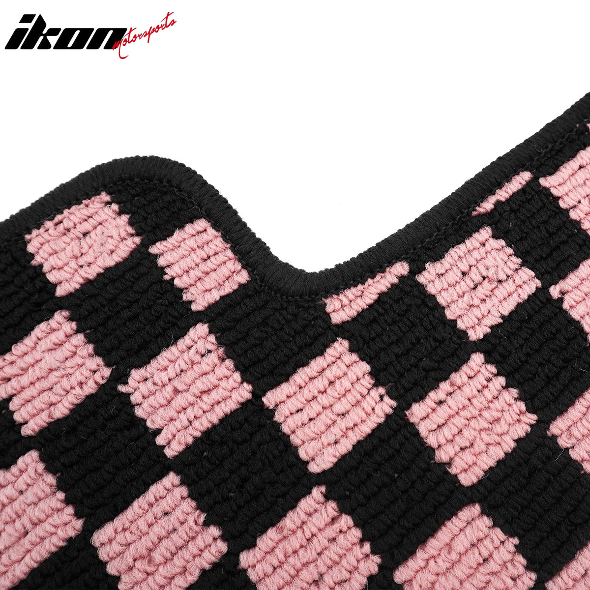 Front Rear Full Set Waterproof Floor Mats for Honda Civic 2016-2021 Black Pink Plaid Checkered Carpets PP & Loop Pile Surface & TPE Backing 4PCS