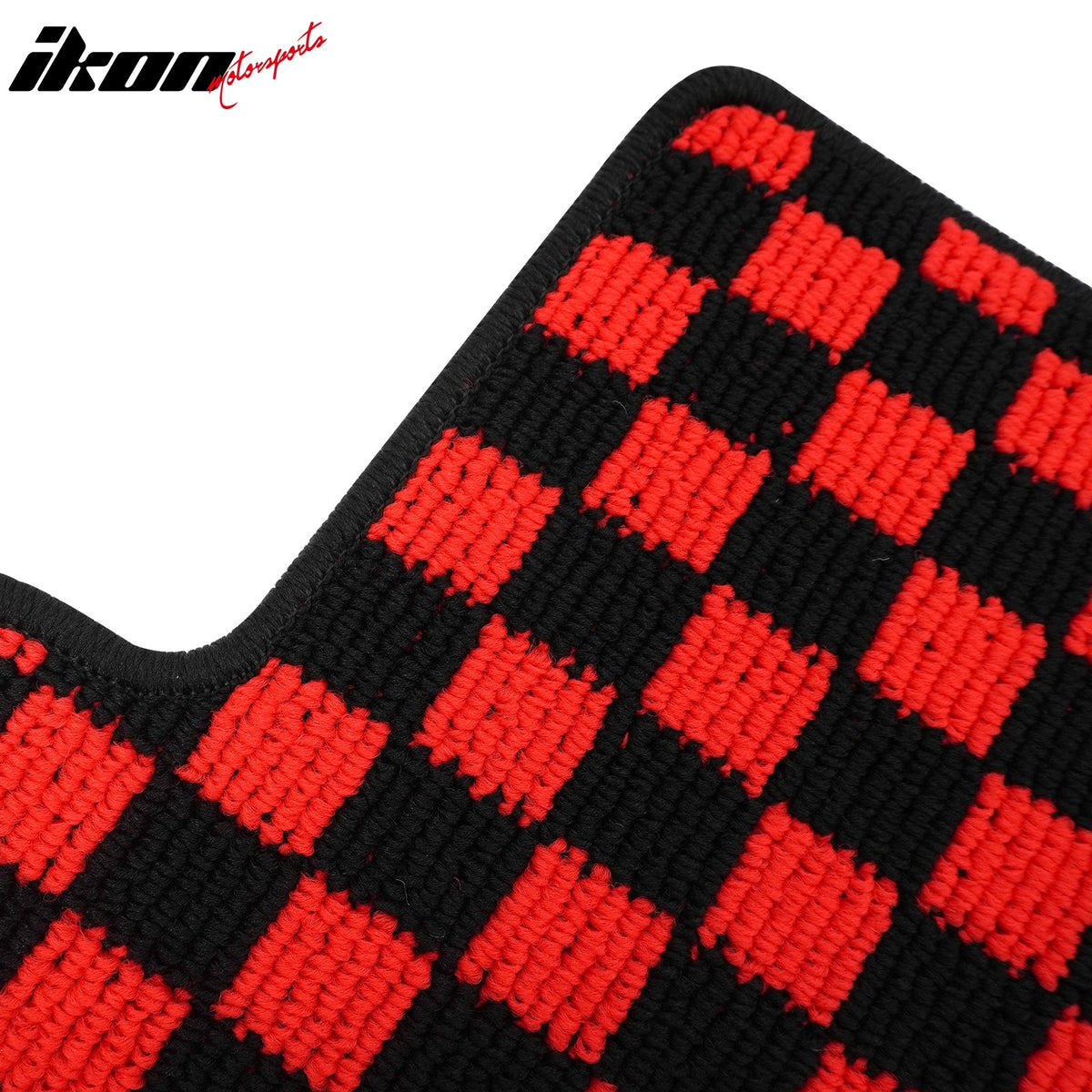 Front Rear Full Set Waterproof Floor Mats for Honda Civic 2016-2021 Black Red Plaid Checkered Carpets PP & Loop Pile Surface & TPE Backing 4PCS