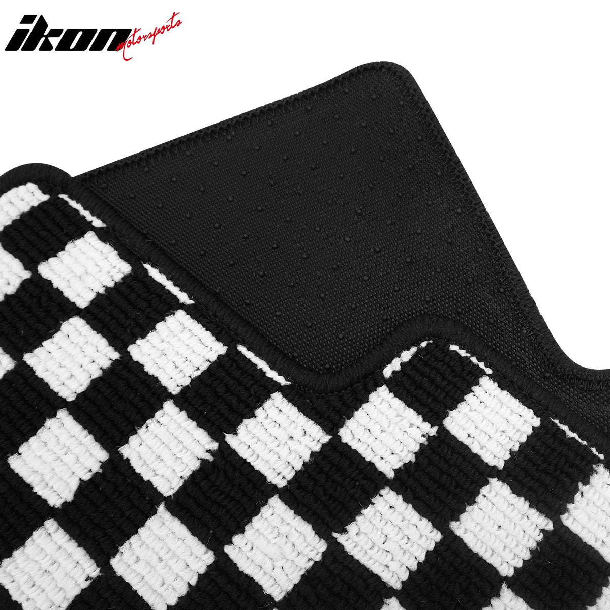 Front Rear Full Set Waterproof Floor Mats for Honda Civic 2016-2021 Black White Plaid Checkered Carpets PP & Loop Pile Surface & TPE Backing 4PCS