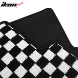 Front Rear Full Set Waterproof Floor Mats for Honda Civic 2016-2021 Black White Plaid Checkered Carpets PP & Loop Pile Surface & TPE Backing 4PCS