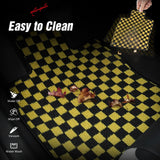 Front Rear Full Set Waterproof Floor Mats for Honda Civic 2016-2021 Black Yellow Plaid Checkered Carpets PP & Loop Pile Surface & TPE Backing 4PCS