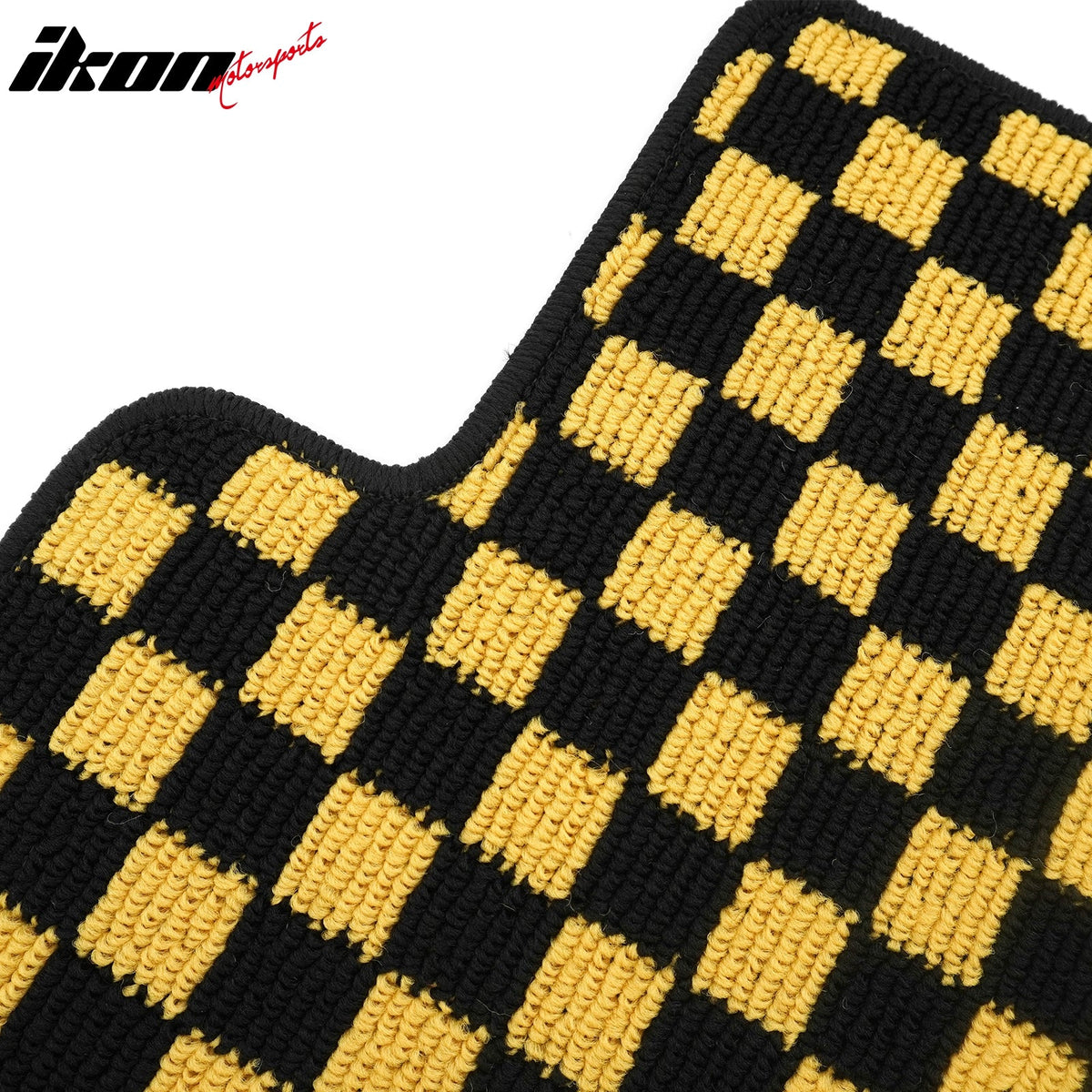 Front Rear Full Set Waterproof Floor Mats for Honda Civic 2016-2021 Black Yellow Plaid Checkered Carpets PP & Loop Pile Surface & TPE Backing 4PCS