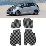 2015-2020 Honda Fit Floor Mats Carpet Black Gray Plaid Polypropylene