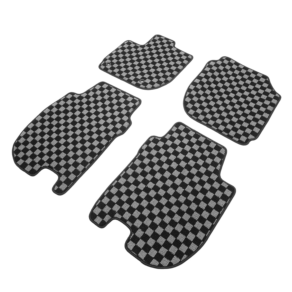 2015-2020 Honda Fit Floor Mats Carpet Black Gray Plaid Polypropylene