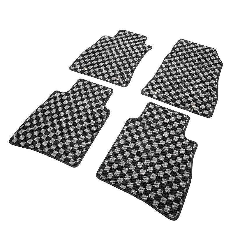 2013-2019 Nissan Sentra Floor Mats Black Gray Plaid Polypropylene