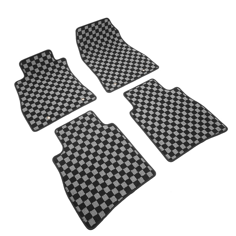 2013-2019 Nissan Sentra Floor Mats Black Gray Plaid Polypropylene
